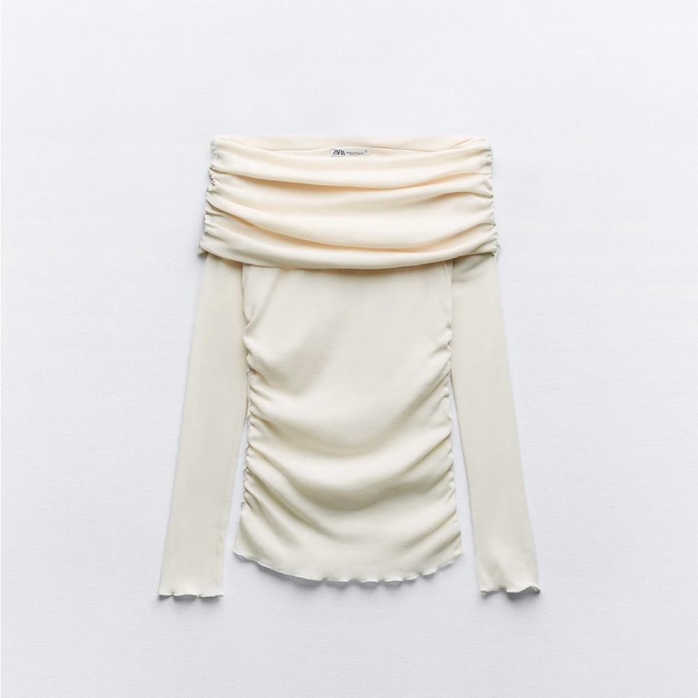 Ruched off-shoulder cotton top